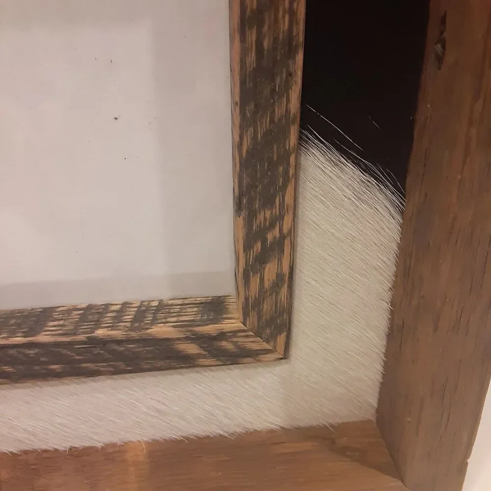Mixed Wood & Faux Fur 4x6 Picture Frame Masculine